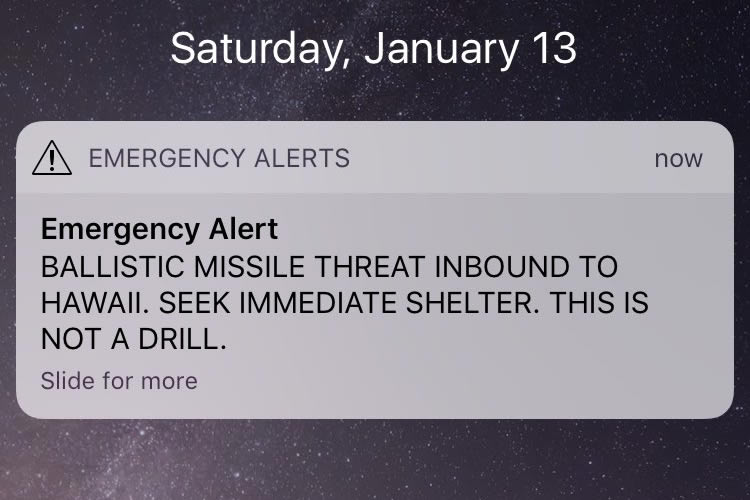 Hawaii False Alert Message